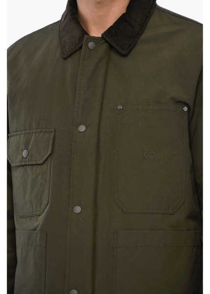 Jachete Woolrich Padded Duster Work Overshirt With Ribbed Collar Green Barbati (BM 19377134) 3