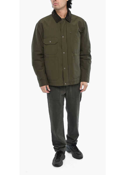 Jachete Woolrich Padded Duster Work Overshirt With Ribbed Collar Green Barbati (BM 19377134) 4