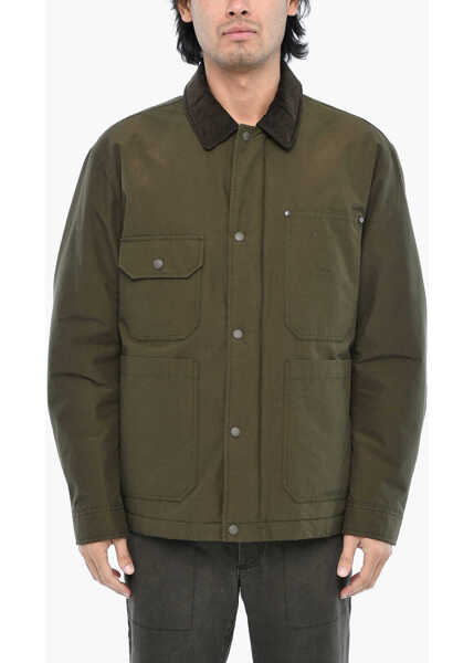Jachete Woolrich Padded Duster Work Overshirt With Ribbed Collar Green Barbati (BM 19377134) 1