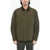 Woolrich Padded Duster Work Overshirt With Ribbed Collar Green