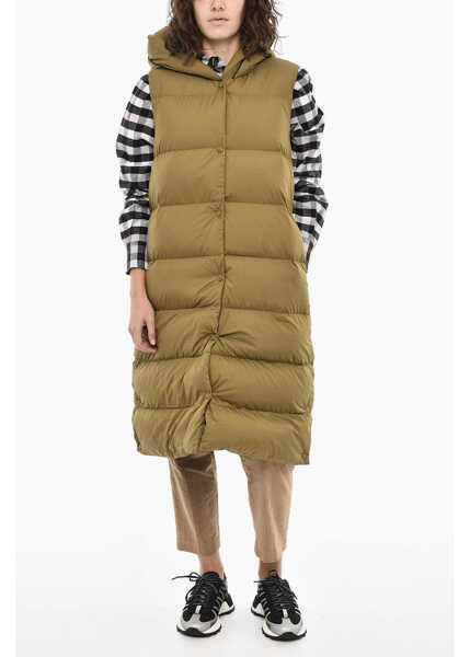 Geci de iarna Woolrich Sleeveless Ellis Maxi Down Jacket With Hood Green Femei (BM 19377158) 4