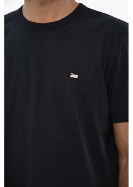 Tricouri Woolrich Cotton Sheep Crew-Neck T-Shirt With Embroidery Monogram Blue Barbati (BM 19377176) 3