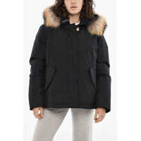 Geci de iarna Solid Color Down Jacket With Fur On Hood Femei
