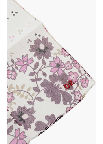 Esarfe DSQUARED2 Floral Patterned Cotton And Silk Pocket Square White Barbati (BM 19377185) 2