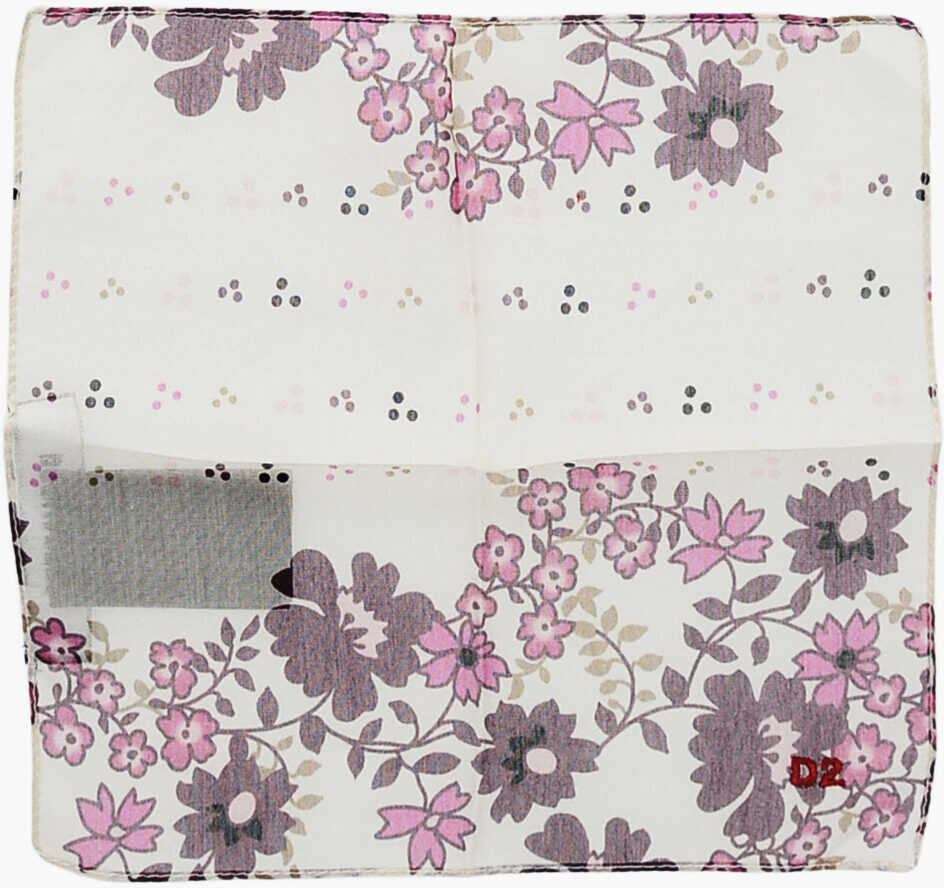 Esarfe DSQUARED2 Floral Patterned Cotton And Silk Pocket Square White Barbati (BM 19377185) 1
