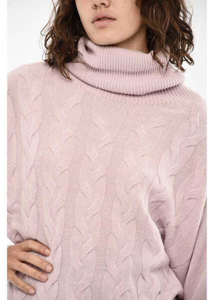 Pulovere Woolrich Cashmere Aran Motif Turtleneck Sweater Pink Femei (BM 19377206) 3