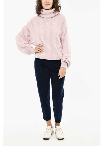 Pulovere Woolrich Cashmere Aran Motif Turtleneck Sweater Pink Femei (BM 19377206) 4