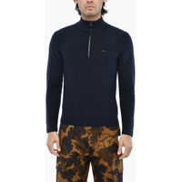 Pulovere Ribbed Half Zip Sweater With Ton On Ton Monogram Barbati