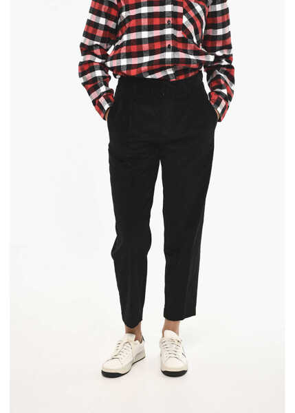 Pantaloni casual Woolrich Corduroy Single Pleat Pants Black Femei (BM 19377299) 1