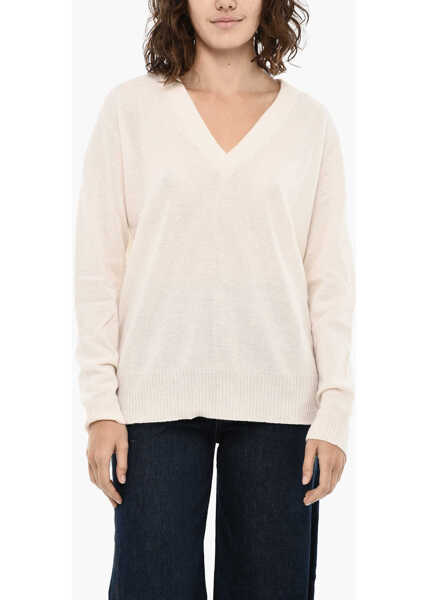 Pulovere Woolrich Wool And Cashmere V-Neck Sweater White Femei (BM 19377305) 1