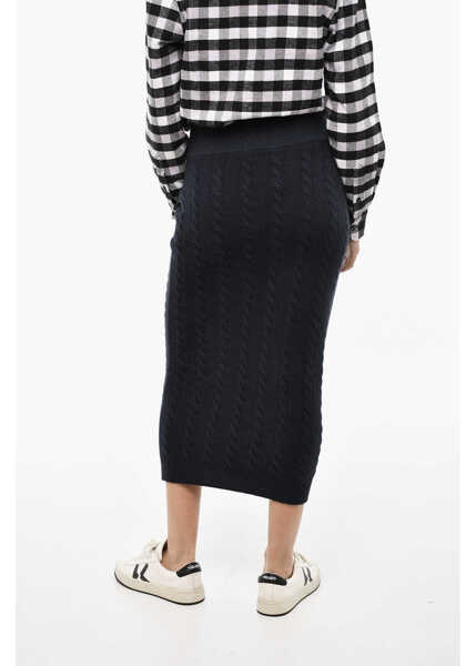 Fuste lungi Woolrich Cable Knit Longuette With Drawstring Waist Blue Femei (BM 19377311) 2