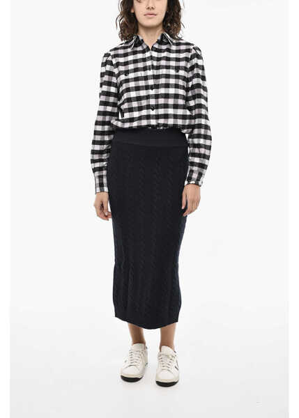 Fuste lungi Woolrich Cable Knit Longuette With Drawstring Waist Blue Femei (BM 19377311) 4