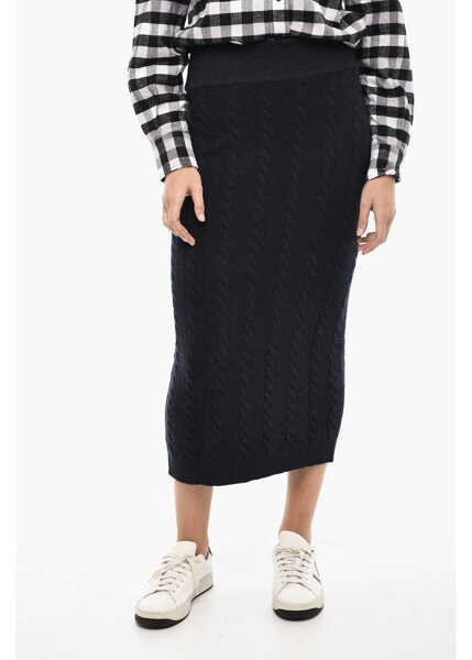 Fuste lungi Woolrich Cable Knit Longuette With Drawstring Waist Blue Femei (BM 19377311) 1