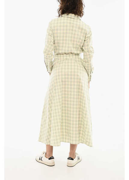 Rochii lungi Woolrich Check Maxi Shirt Dress With Belt Green Femei (BM 19377323) 2