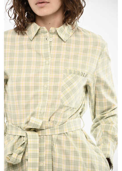 Rochii lungi Woolrich Check Maxi Shirt Dress With Belt Green Femei (BM 19377323) 3