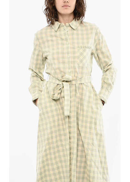 Rochii lungi Woolrich Check Maxi Shirt Dress With Belt Green Femei (BM 19377323) 4