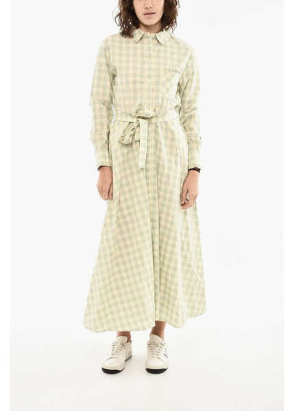 Rochii lungi Woolrich Check Maxi Shirt Dress With Belt Green Femei (BM 19377323) 1