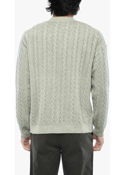 Pulovere Woolrich Virgin Wool Aran Motif Crew-Neck Sweater Green Barbati (BM 19377329) 2