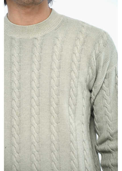 Pulovere Woolrich Virgin Wool Aran Motif Crew-Neck Sweater Green Barbati (BM 19377329) 3