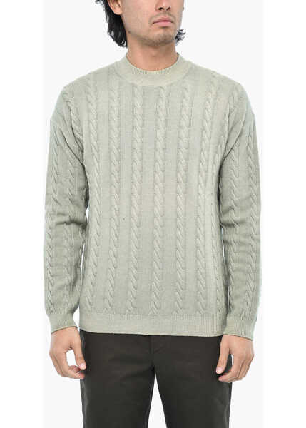 Pulovere Woolrich Virgin Wool Aran Motif Crew-Neck Sweater Green Barbati (BM 19377329) 1