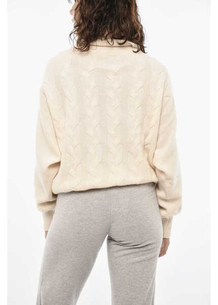 Pulovere Woolrich Cashmere Aran Motif Turtleneck Sweater White Femei (BM 19377338) 2