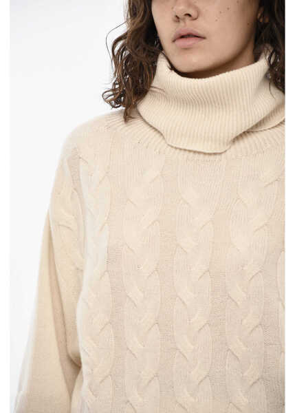 Pulovere Woolrich Cashmere Aran Motif Turtleneck Sweater White Femei (BM 19377338) 3