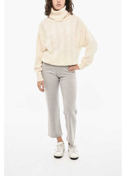 Pulovere Woolrich Cashmere Aran Motif Turtleneck Sweater White Femei (BM 19377338) 4