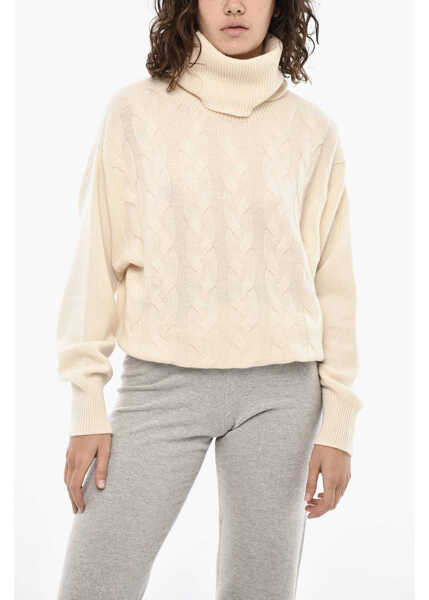 Pulovere Woolrich Cashmere Aran Motif Turtleneck Sweater White Femei (BM 19377338) 1