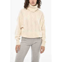 Pulovere Cashmere Aran Motif Turtleneck Sweater Femei
