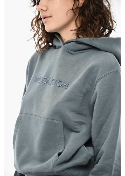 Bluze de trening Woolrich Fleeced Cotton Hoodie With Frontal Logo Blue Femei (BM 19377341) 3