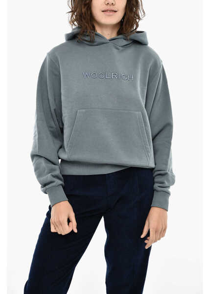 Bluze de trening Woolrich Fleeced Cotton Hoodie With Frontal Logo Blue Femei (BM 19377341) 1