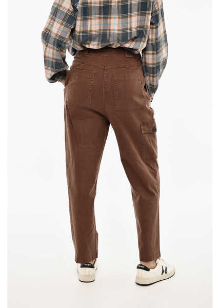 Pantaloni casual Woolrich Cotton Twill Double Pleated Cargo Pants Brown Femei (BM 19377344) 2