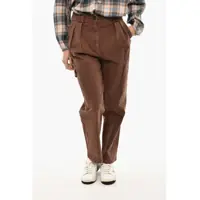 Pantaloni casual Cotton Twill Double Pleated Cargo Pants Femei