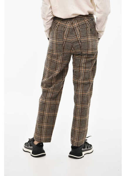 Pantaloni casual Woolrich Wool Blend Check Baker Pants With Drawstring Waist Brown Femei (BM 19377347) 2
