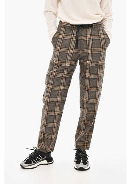 Pantaloni casual Woolrich Wool Blend Check Baker Pants With Drawstring Waist Brown Femei (BM 19377347) 1