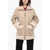 Woolrich Leather Harmony Coat With Sherpa Details Beige