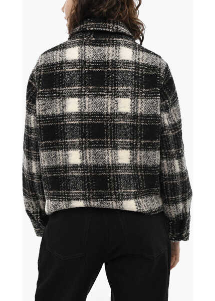 Jachete Woolrich Wool Blend Check Gentry Overshirt With Zip Black & White Femei (BM 19377374) 2