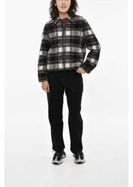 Jachete Woolrich Wool Blend Check Gentry Overshirt With Zip Black & White Femei (BM 19377374) 4