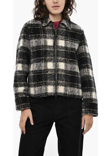 Jachete Woolrich Wool Blend Check Gentry Overshirt With Zip Black & White Femei (BM 19377374) 1