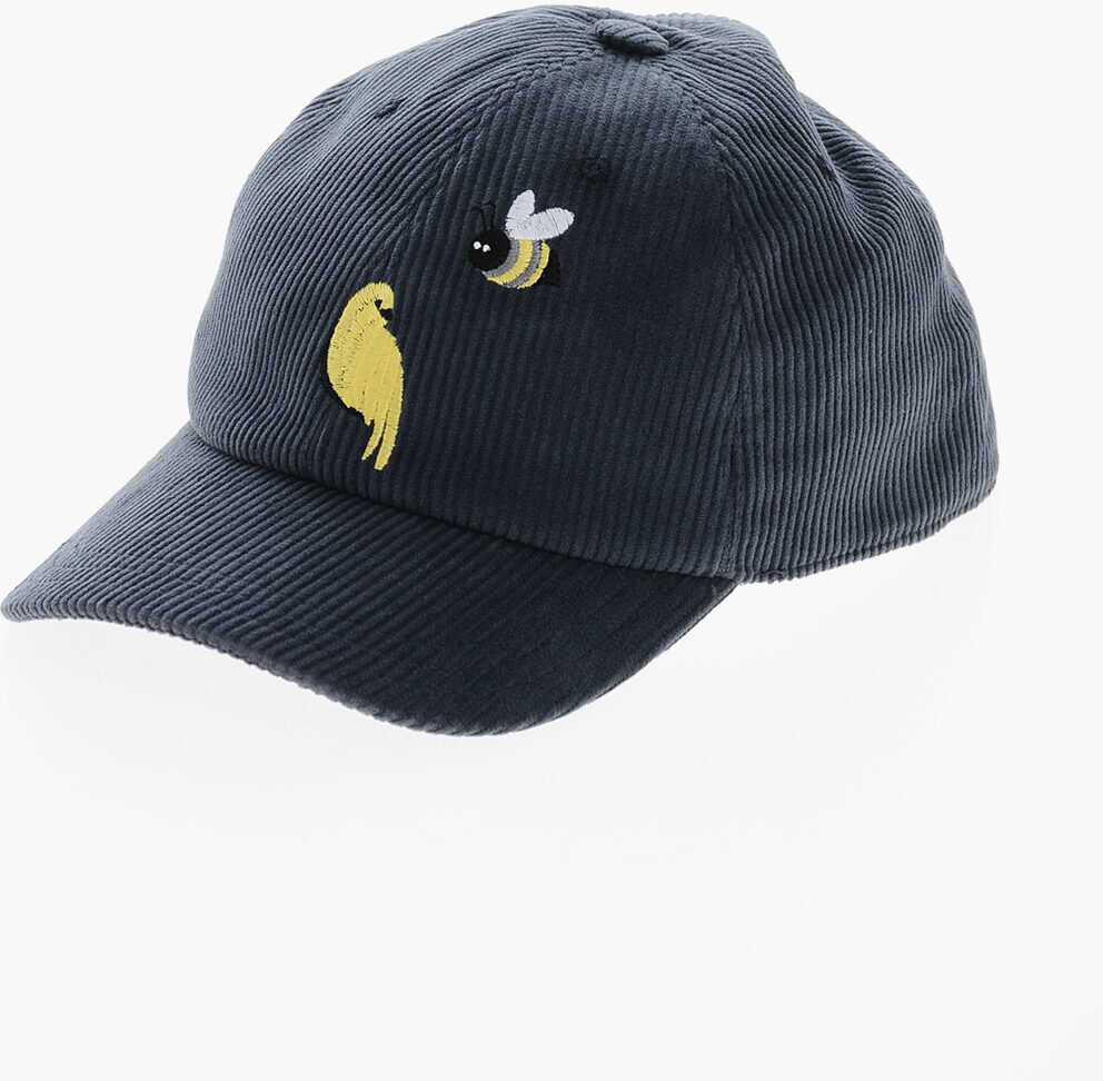 Caciuli Thom Browne Ribbed Bird And Bee Cap With Embroideries Blue Barbati (BM 19377386) 1