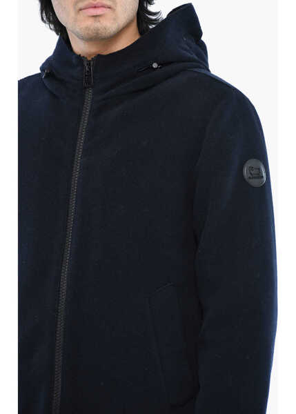 Geci de iarna Woolrich Wool And Nylon Pacific Down Jacket With Hood Blue Barbati (BM 19377392) 3