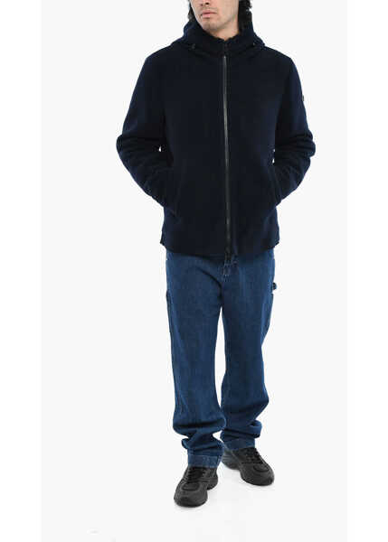 Geci de iarna Woolrich Wool And Nylon Pacific Down Jacket With Hood Blue Barbati (BM 19377392) 4