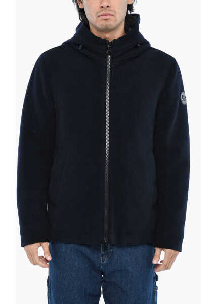 Geci de iarna Woolrich Wool And Nylon Pacific Down Jacket With Hood Blue Barbati (BM 19377392) 1