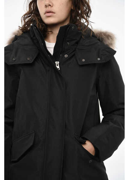 Geci de iarna Woolrich Solid Color Adirondack Down Jacket With Removable Hood Black Femei (BM 19377482) 3