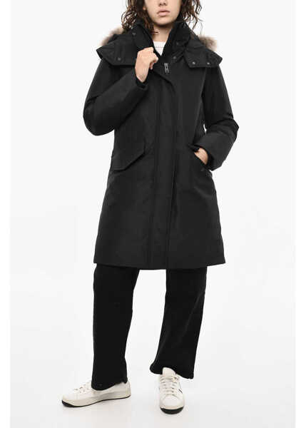 Geci de iarna Woolrich Solid Color Adirondack Down Jacket With Removable Hood Black Femei (BM 19377482) 4