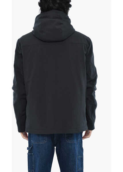 Geci de iarna Woolrich Solid Color Pacific Down Jacket With Ton On Ton Side Logo Black Barbati (BM 19377500) 2