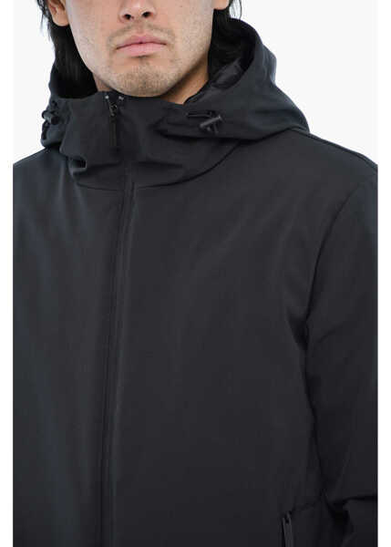 Geci de iarna Woolrich Solid Color Pacific Down Jacket With Ton On Ton Side Logo Black Barbati (BM 19377500) 3