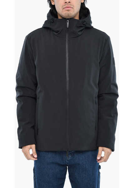 Geci de iarna Woolrich Solid Color Pacific Down Jacket With Ton On Ton Side Logo Black Barbati (BM 19377500) 1