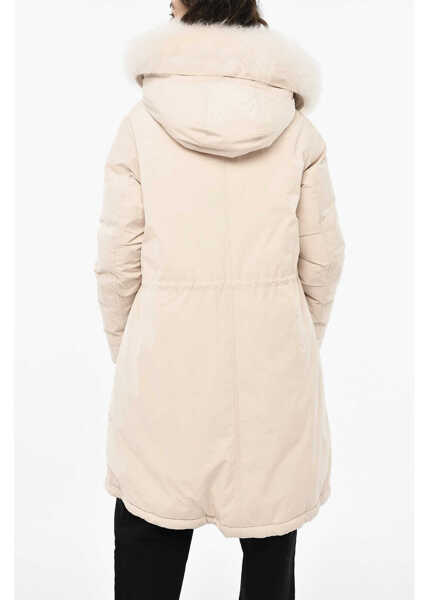 Geci de iarna Woolrich Solid Color Keystone Down Jacket With Fur On Hood White Femei (BM 19377509) 2