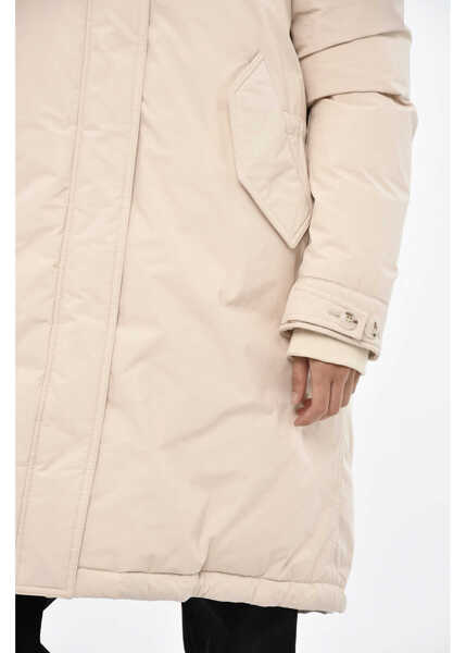Geci de iarna Woolrich Solid Color Keystone Down Jacket With Fur On Hood White Femei (BM 19377509) 3